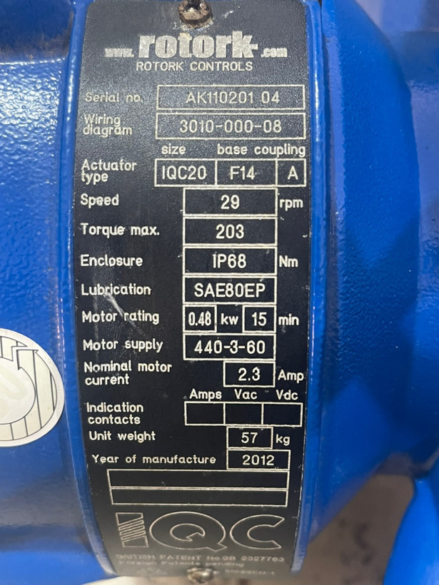 اکچویتور برقی روتورک ROTORK مدل IQC20F14