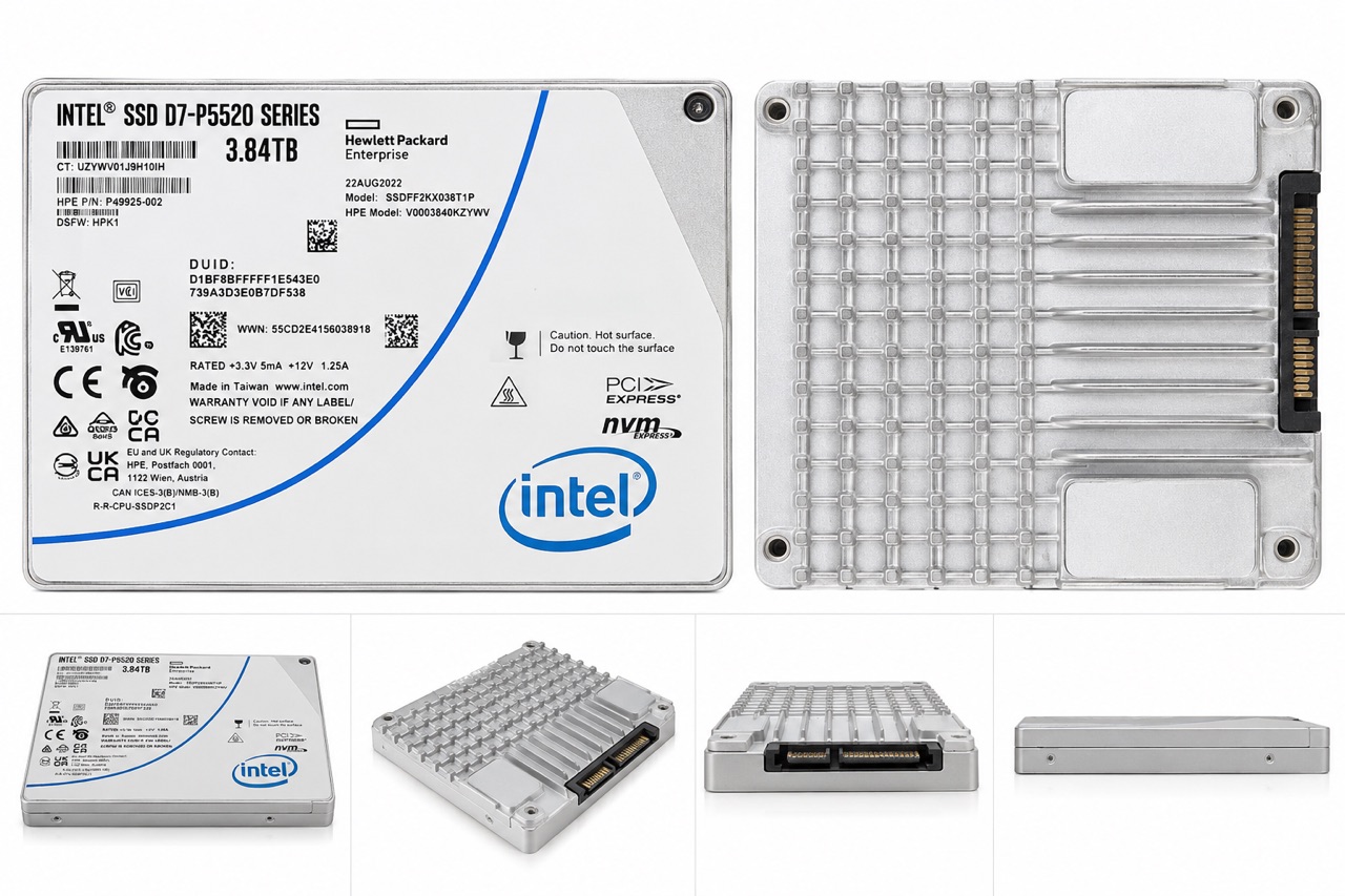 SSD Intel D7-P5520 3.84TB NVMe PCIe Gen4 U.2 | سرعت فوق‌العاده برای سرور(یک ماه مهلت تست)